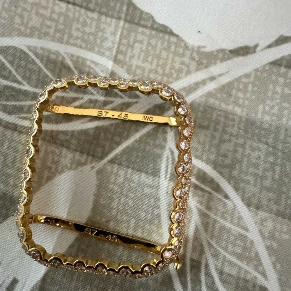 Gold Square Apple watch cover with rhinestones